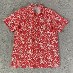 Georgia Bulldogs UGA Columbia PFG Shirt Mens Small Red Short Sleeve Button Dawgs